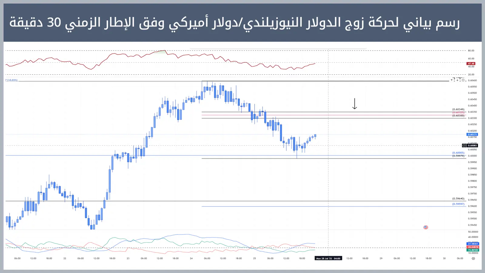 حركة زوج الدولار النيوزيلندي/دولار أميركي